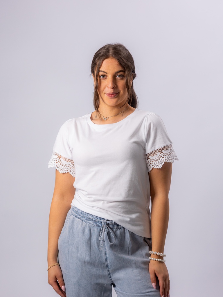 T-Shirt mit Spitzenärmel