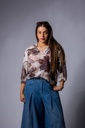 3/4 Arm Bluse mit V-Auschnitt