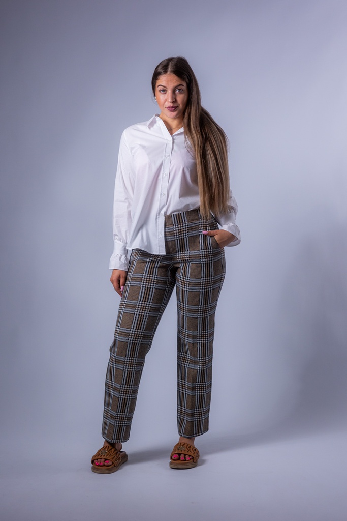 Marlenehose kariert in Jacquart