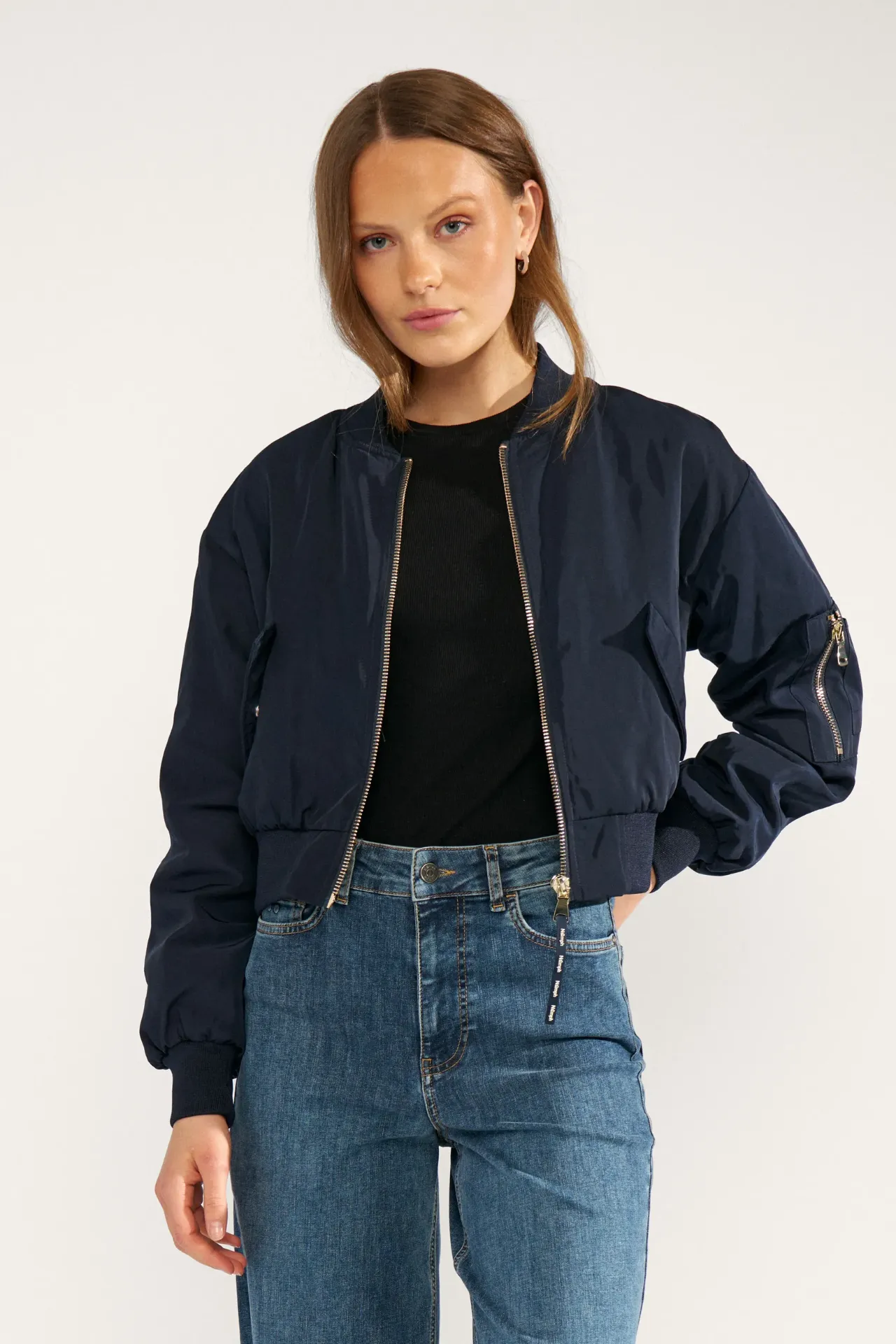 [P3502_706898_BL-34] NUMIANNA Kurze Bomber Jacke (34)