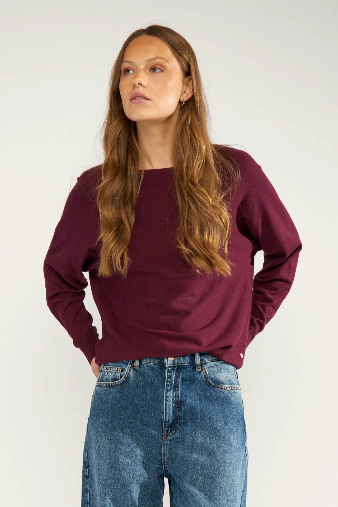 [P3502_702679_PK-XS] NUDAYA Feinstrickpullover mit U-Boot-Ausschnitt (Pink, XS)