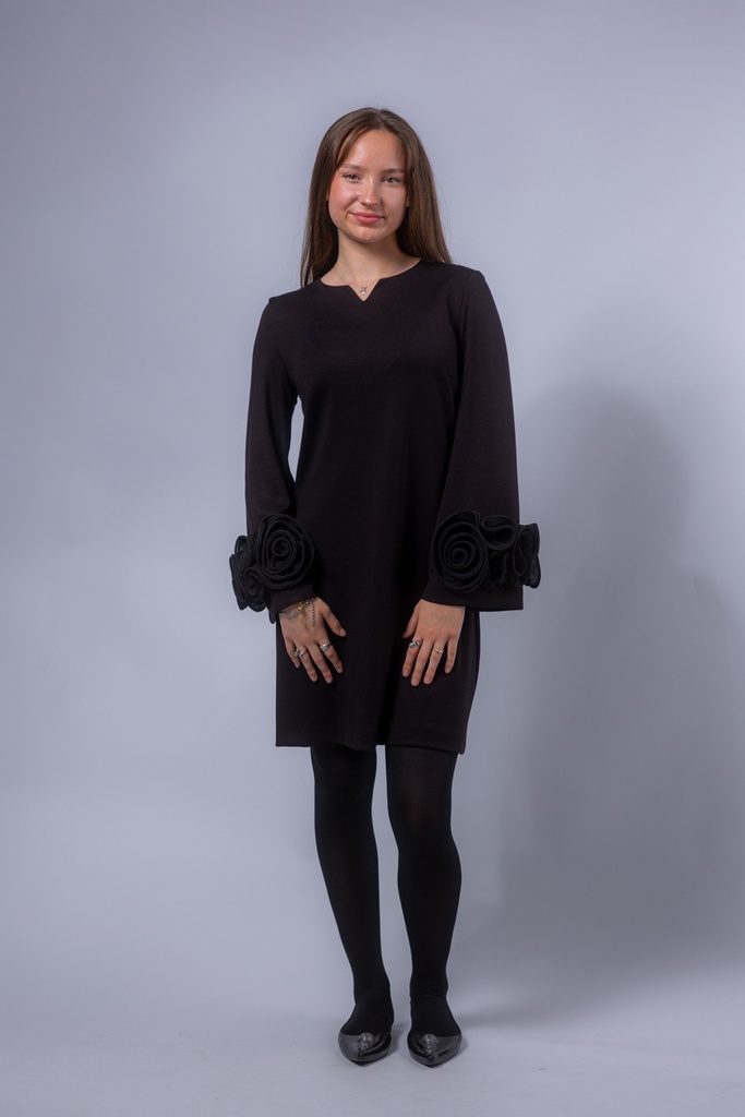 [P3505_042206_SW-36] Langarm Stretch-Kleid mit Rundhalsausschnit (36)