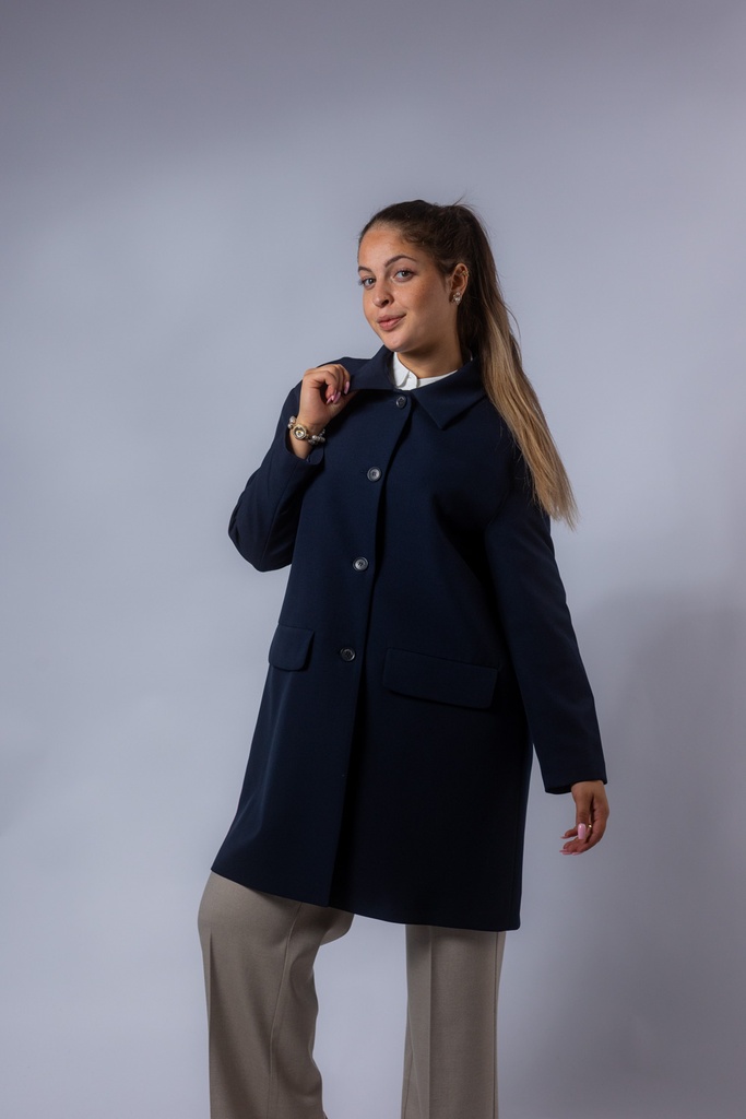 [P3514_CO6103_BL-S] Kurzer Stoffmantel Cannes (Blau, S)