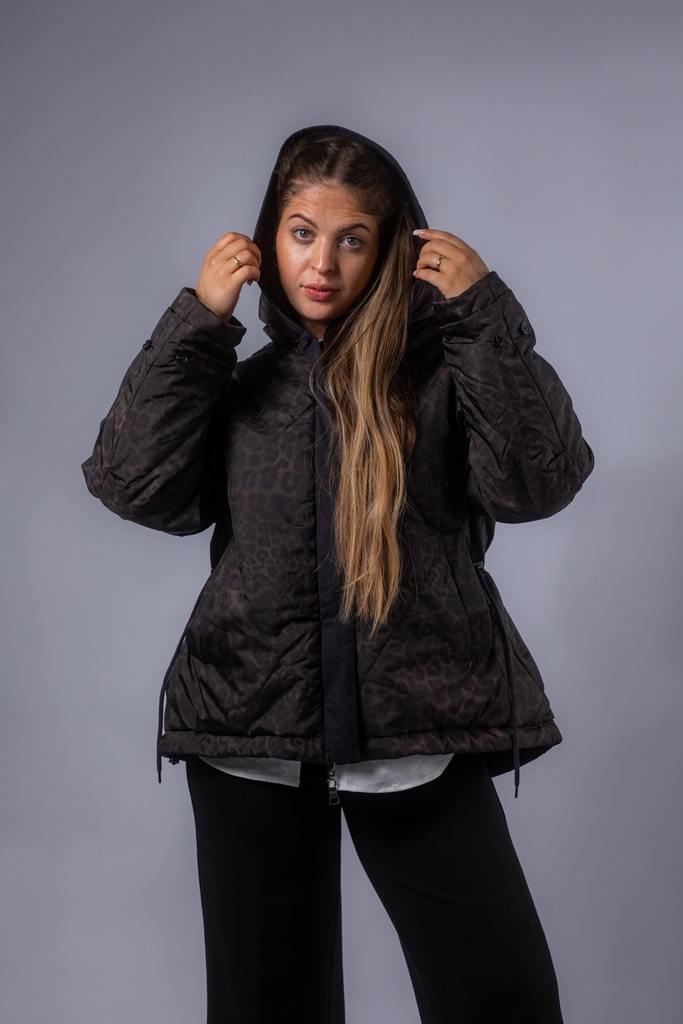 [P3540_245525_SW-M] Wendejacke mit Leoprint ASTI (M)