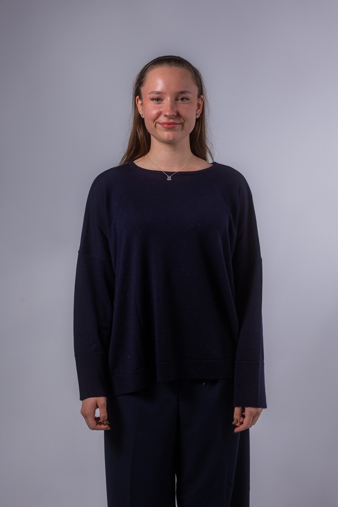 [P3566_M89135_BL-S] Rundhalspullover mit Knopfleiste (Blau, S)