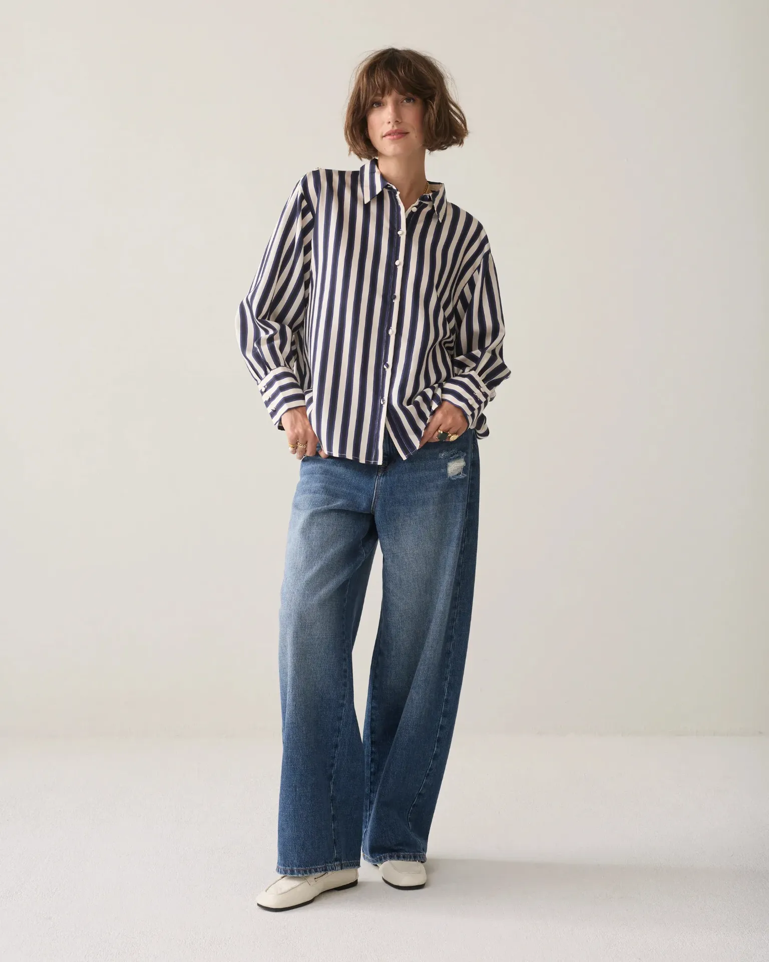 Satinbluse gestreift