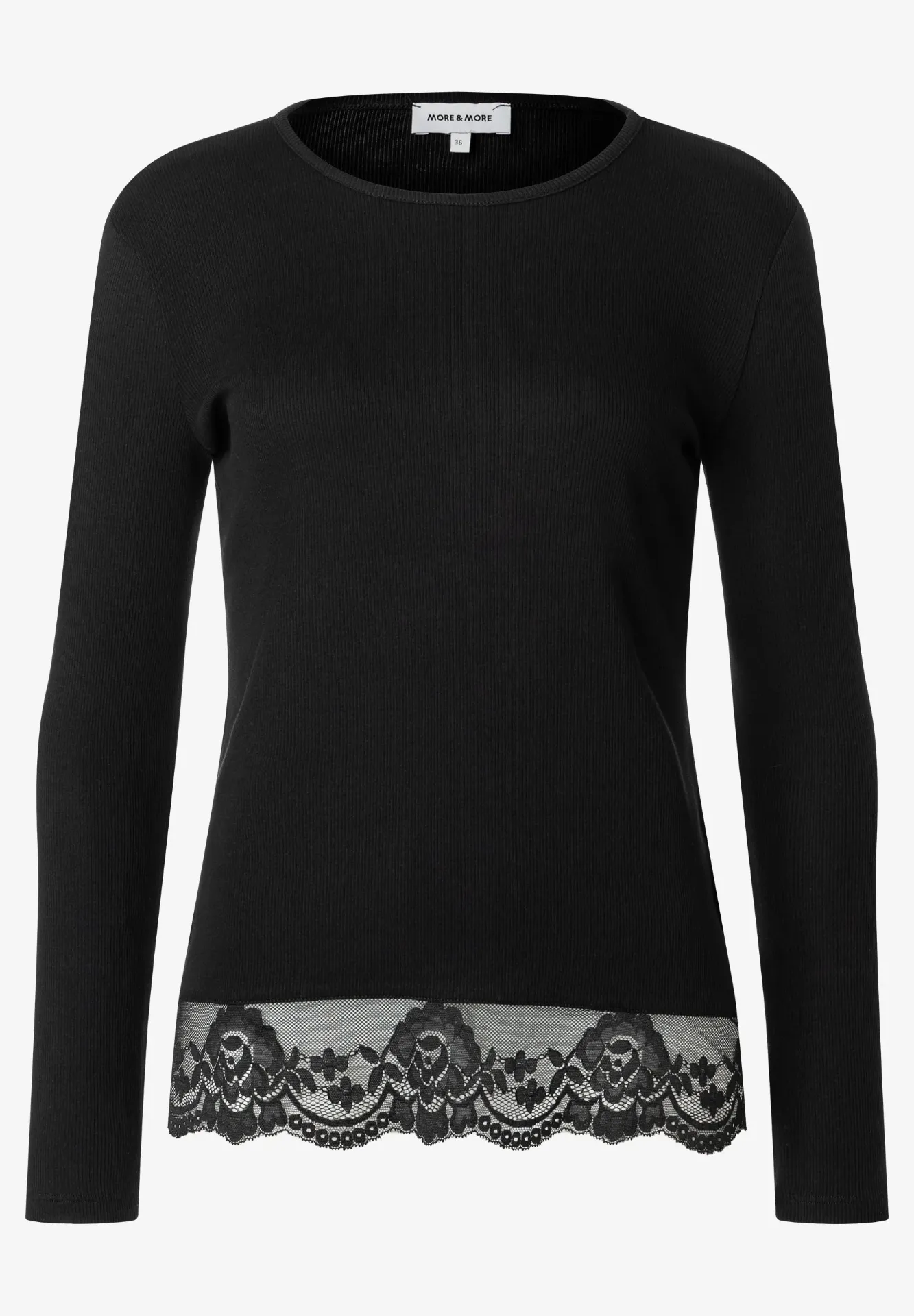 Langarm T-Shirt mit Spitzensaum