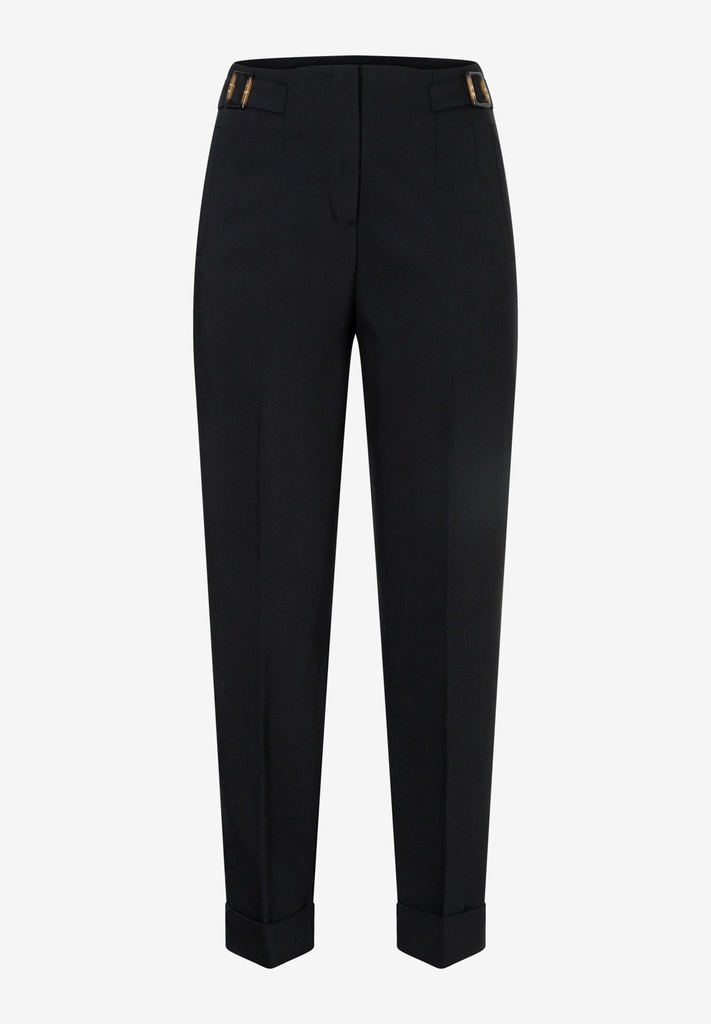 [P3579_61104057_SW-34] Schmale Hose mit Schnallen-Detail (Schwarz, 34)