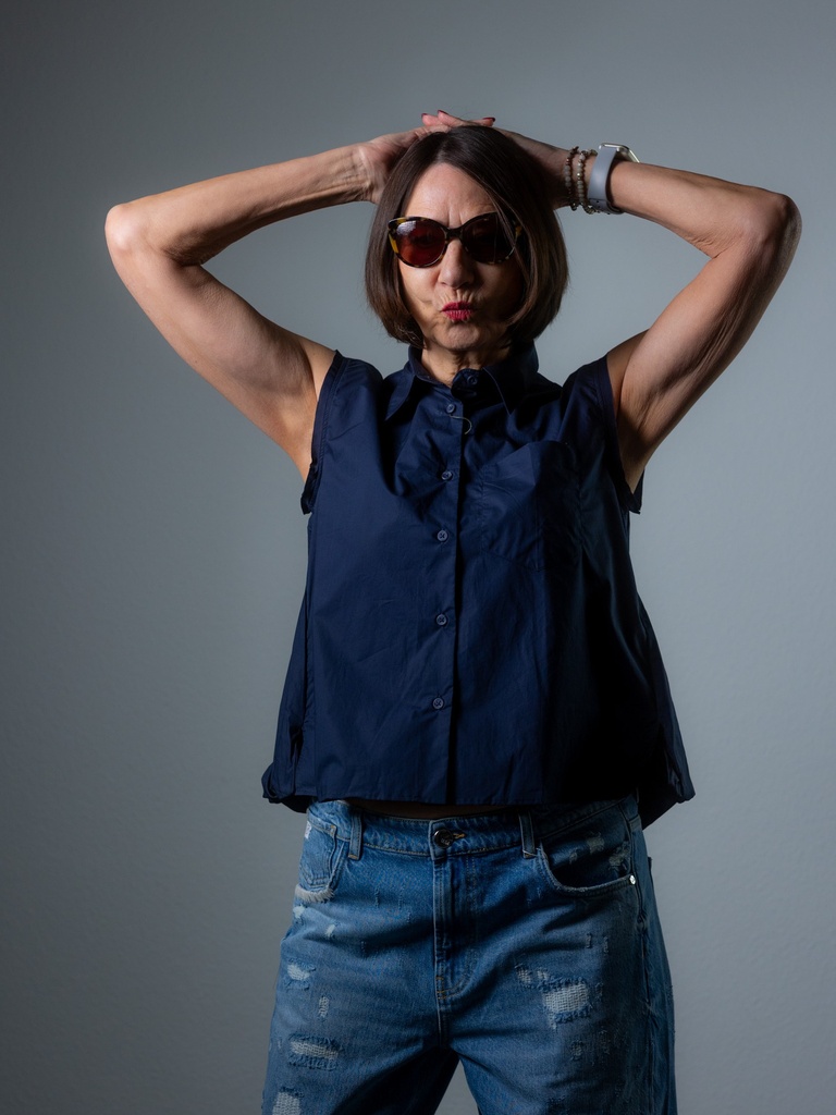 Bluse, blau