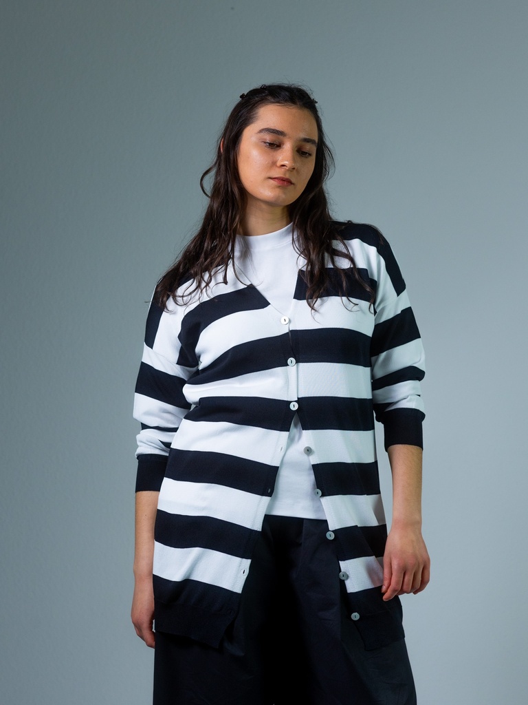 [40100_GS-S] Cardigan Blockstreifen (S)