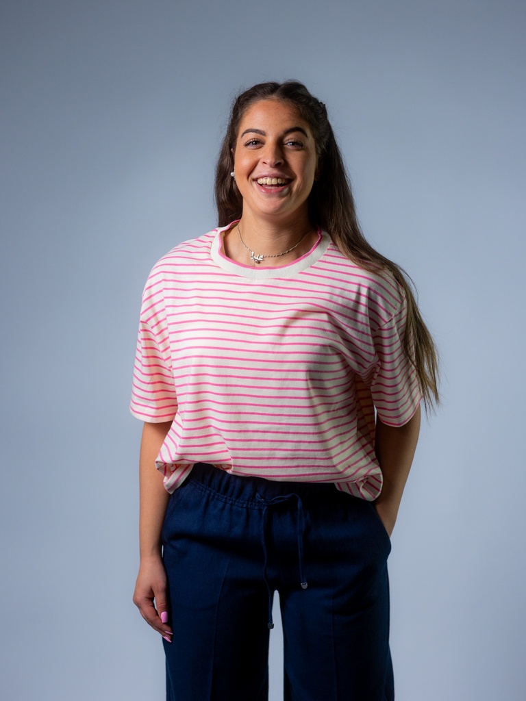 Ringelshirt in rot, rosa, blau