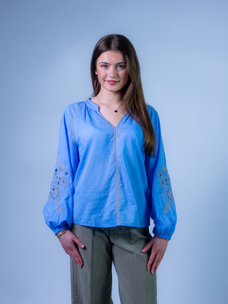 [157733_BL-36] Bohemianbluse, bleu (36)