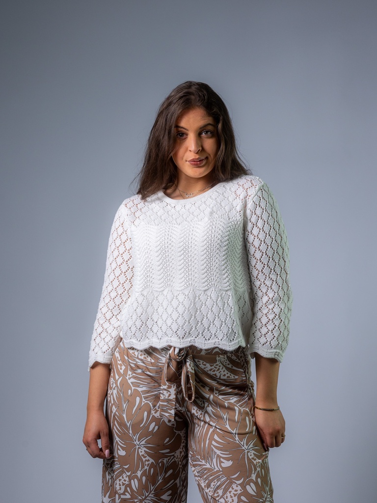 [51005_EC-36] Ajour Pullover ecru (36)