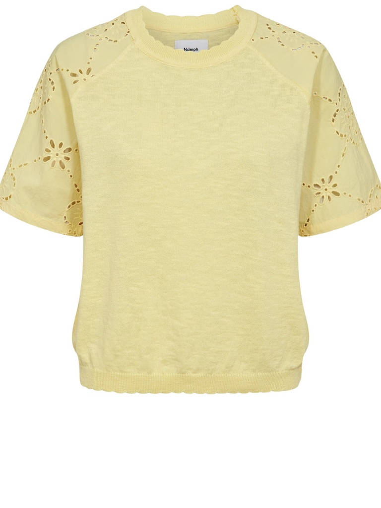[706778_GB-XS] Pullover mit Lochstickerei (Gelb, XS)